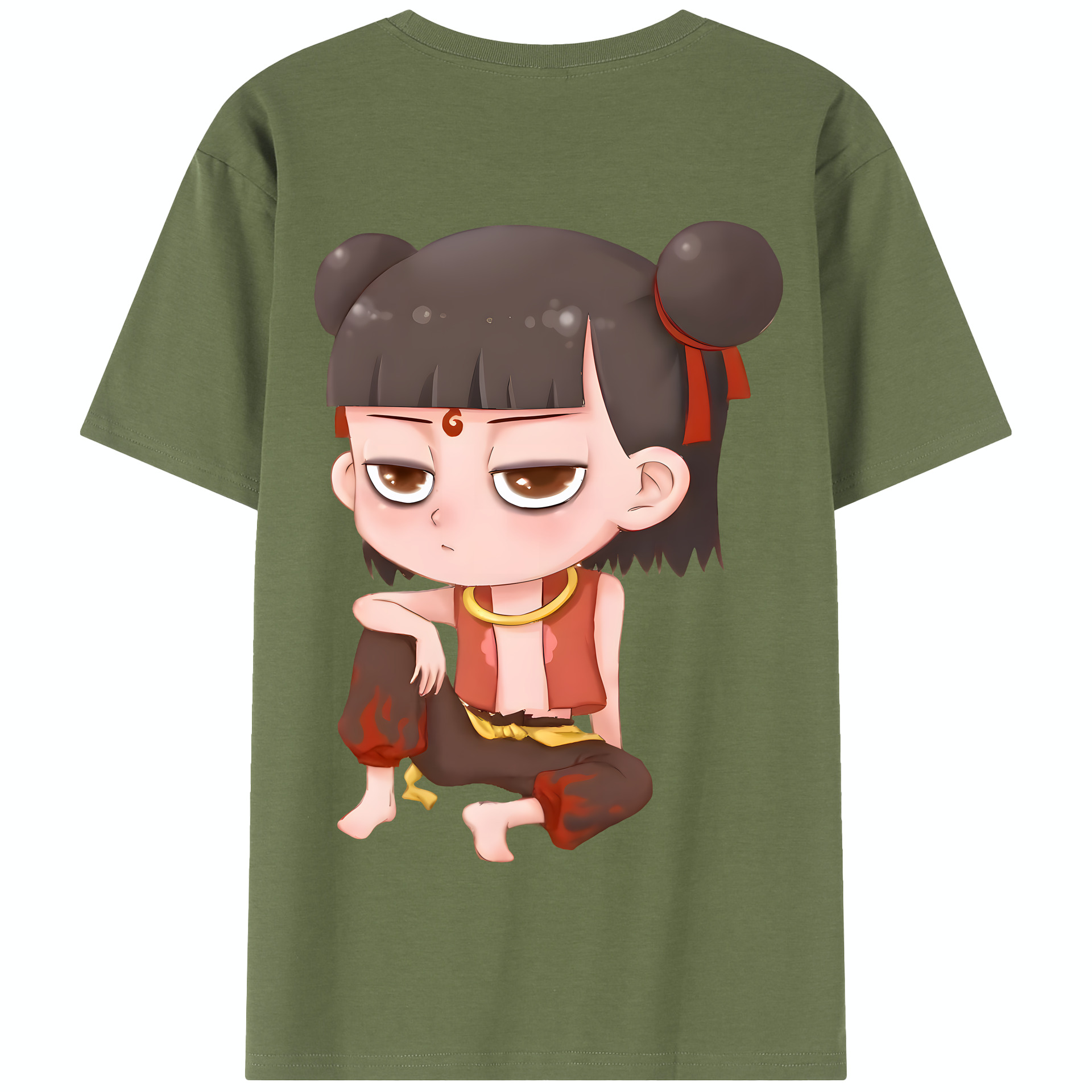 （画像用） Ne Zha 2 ナタ 魔童の大暴れ 綿100％半袖Tシャツ（背面プリント）